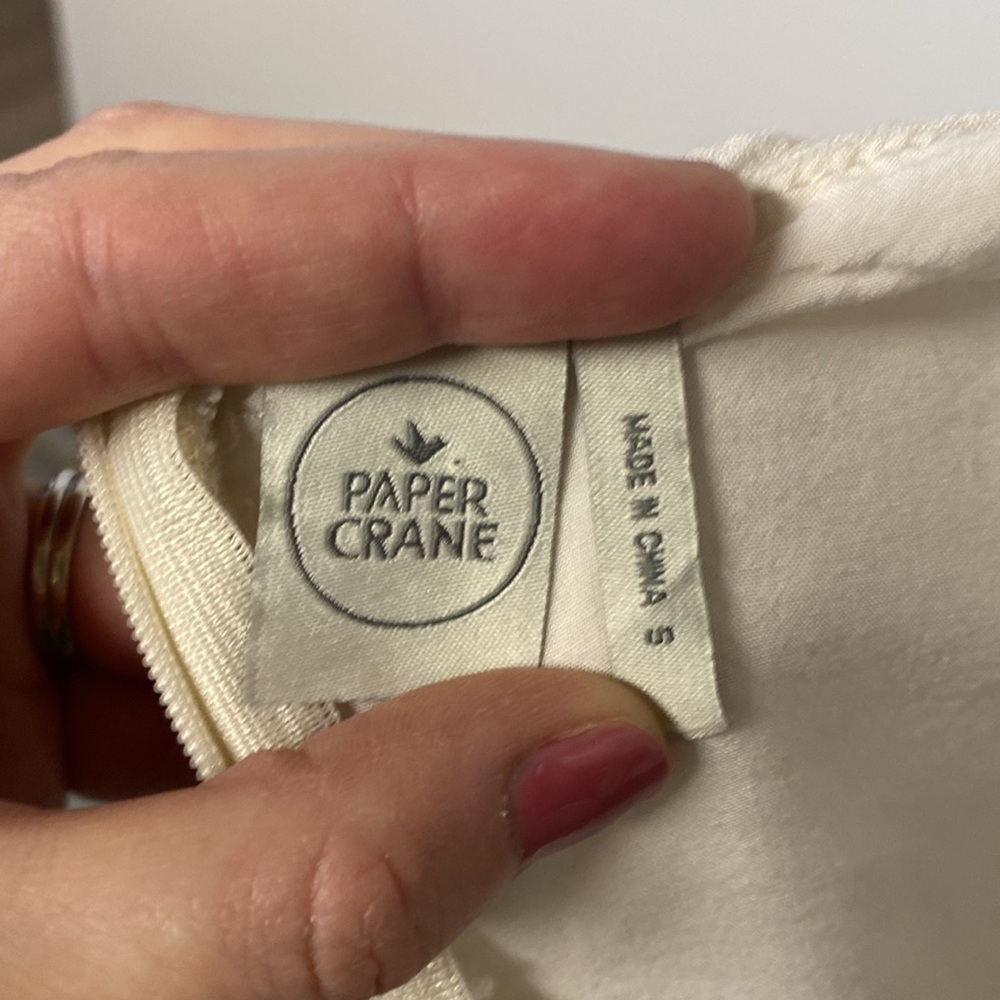PAPER CRANE Anthropologie Rainbow Fringe Tassel Linen Cream Romper Womens Small - Picture 5 of 8